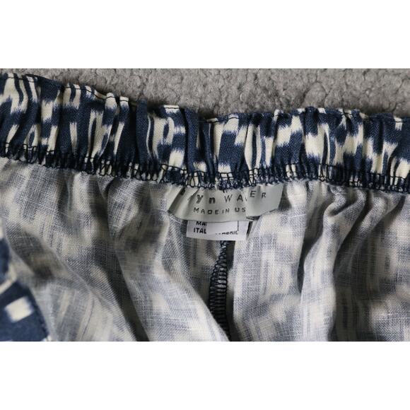Bryn Walker Pants S Wide Leg Linen Aztec Print Blue White Italian Fabric USA - Picture 3 of 9